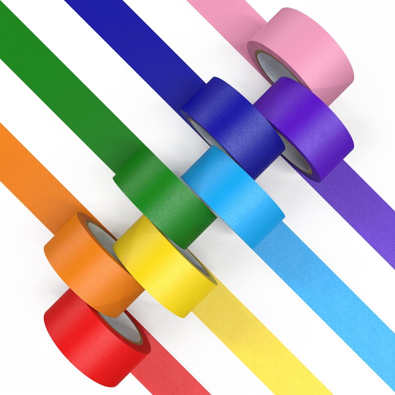 CHIYUNS Colored Masking Tape 8 Rolls  1 inch Wide x 14 Yards Long  Craft Color Painters Colorful Art Rainbow Labeling Tapes Marking Tape for Kids Crafts Moving Classroom  8 Colors - Image 1